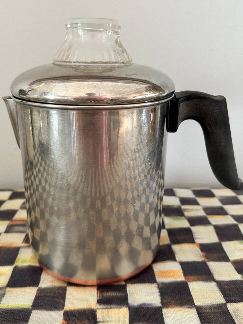 Vintage Revere Ware 1801 Percolator Copper Clad Coffee Pot Stove Top Maker